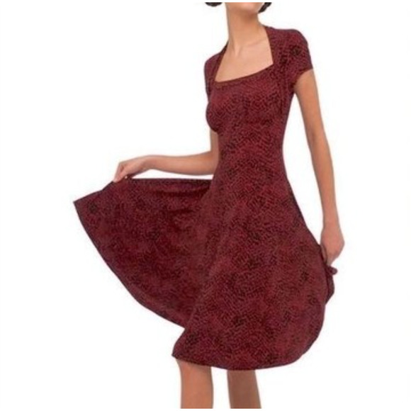 Norma Kamalali Red Dot Knee Length Swing Dress Size Large Pinup Retro Sleeve - Picture 1 of 10